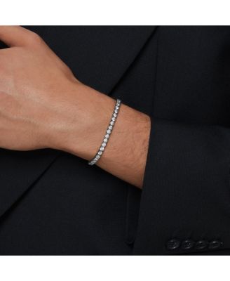 Round Cut Ruthenium Plated Matrix Tennis Bracelet