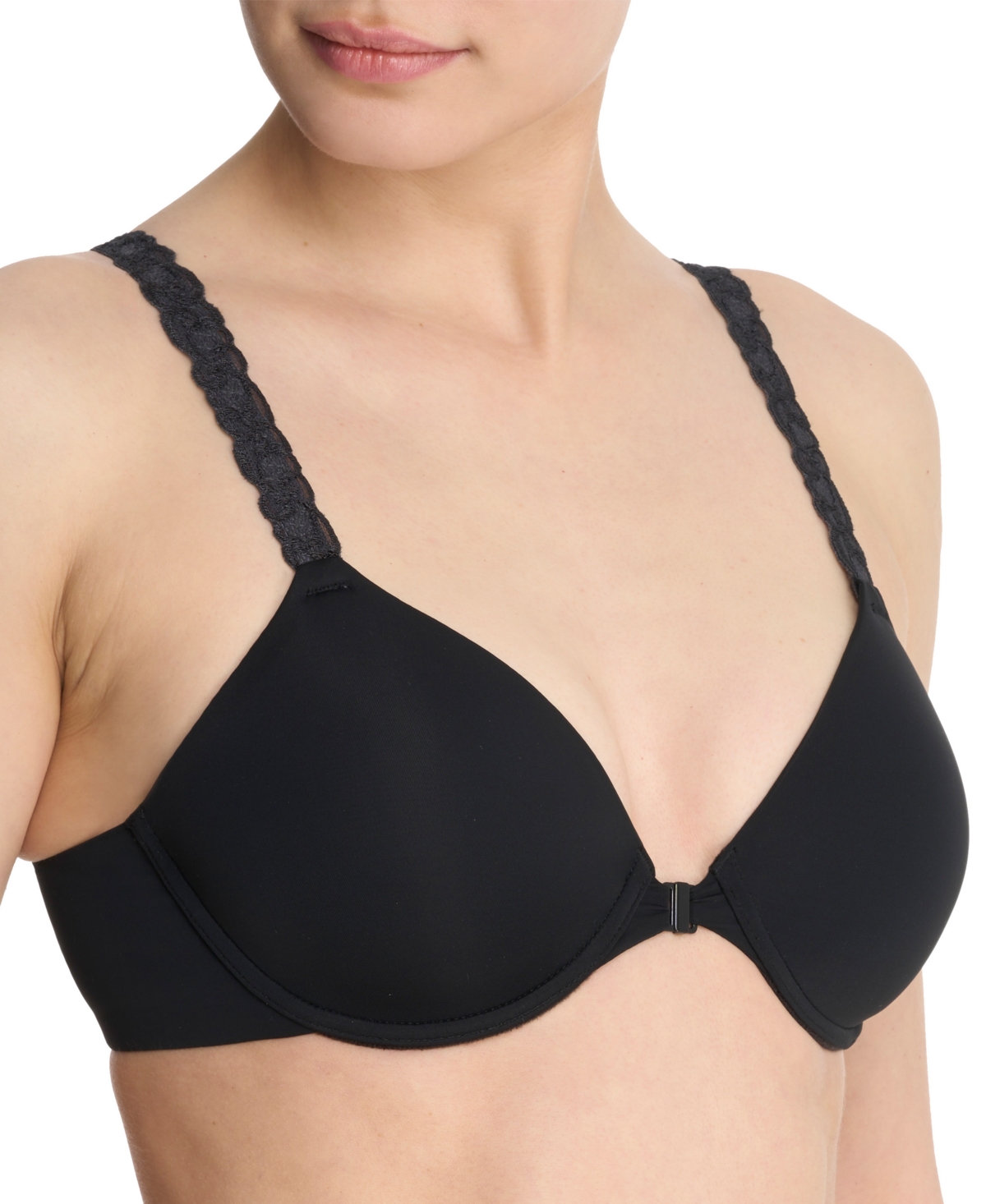 Natori Pure Luxe Covertible Front Close Underwire Bra In Black