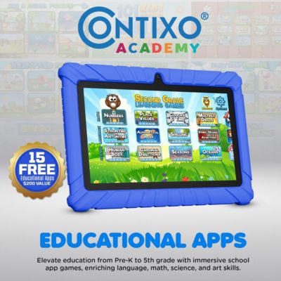 V8 Kids Tablet 32GB, 7” Screen WiFi Learning Device with Parental Controls, Shockproof Case, Epic! & LingoKids Apps