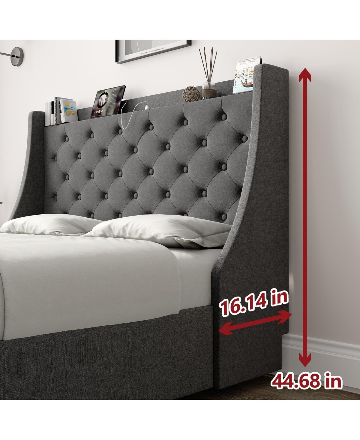 gaomon Bed Frame with 4 Storage Drawers, Platform Bed with Type-c & Usb Port and Charging Station