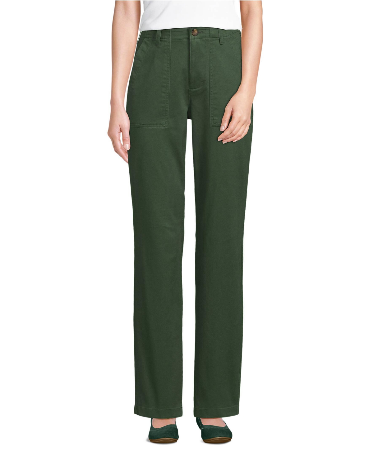 Women's High Rise Chino Utility Straight Leg Pants - Estate green
