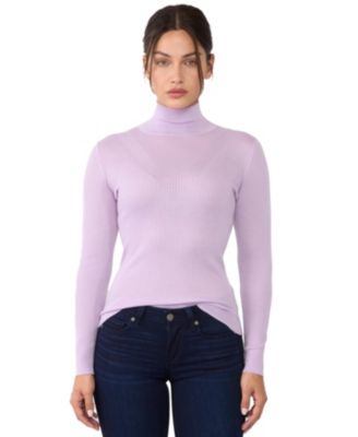 Women's Tissue Weight Cashmere Silk Rib-knit Turtleneck Sweater