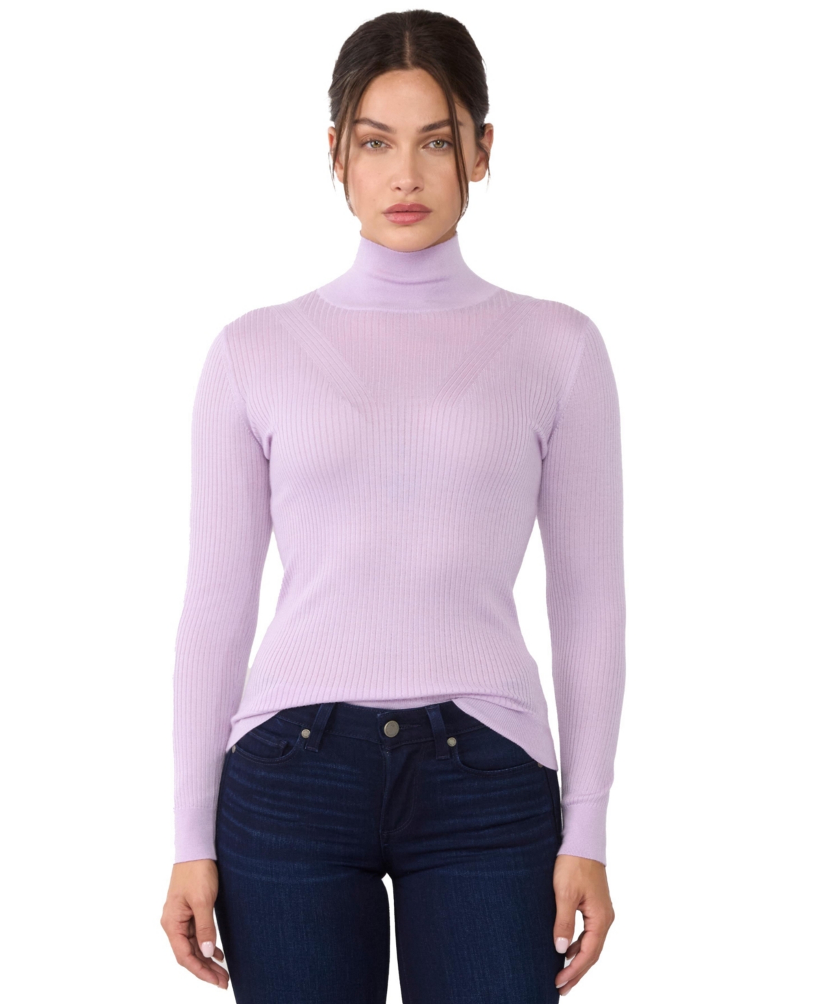 Jennie Liu Women's Tissue Weight Cashmere Silk Rib-knit Turtleneck Sweater