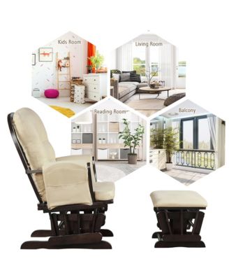 Baby Nursery Relax Rocker Rocking Chair Glider & Ottoman Set w/ Cushion