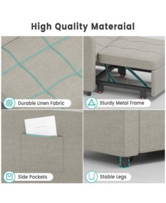 Sofa Bed Sleeper Chair, 3-in-1 Convertible Pull Out Sofa Bed with Adjustable Backrest, Khaki Daybed for Office/Living Room