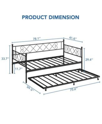 Twin Metal Daybed with Trundle, Premium Steel Slat Support, Space Saving Trundle Sofa Bed for Living Room, Bedroom and Guest Room