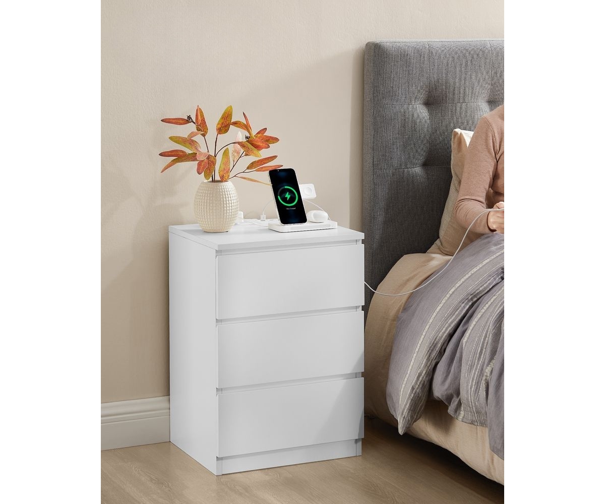 Slickblue Nightstand with Charging Station for Convenient Power Access and Sleek Design