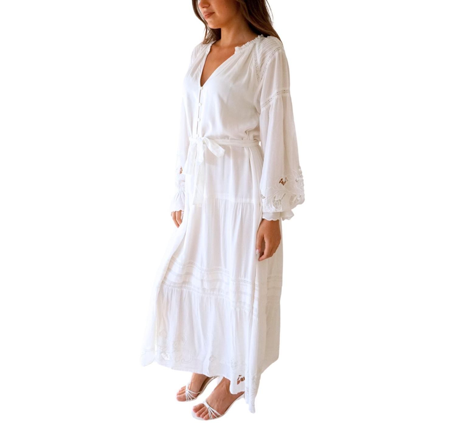 Women's Embroidered Lace Stevie Dress in White