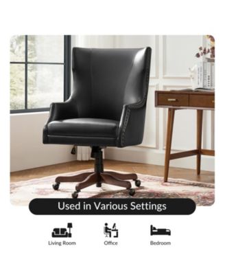 Desmond Transitional Office Chair with Wood Legs