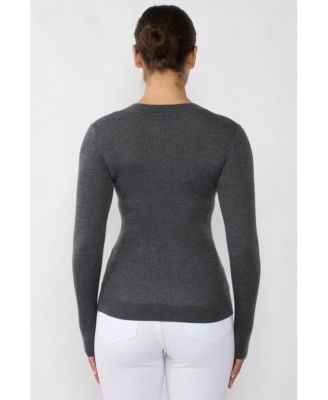 Women's Tissue Weight Cashmere Silk Rib-knit Crewneck Sweater