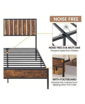 Bed Frame With Headboard And Footboard, Metal Bed Frame With 14 Heavy Duty Steel Slats, Metal Full Bed Frame, Under-Bed Storage, No Box Spring Needed,Noise-Free