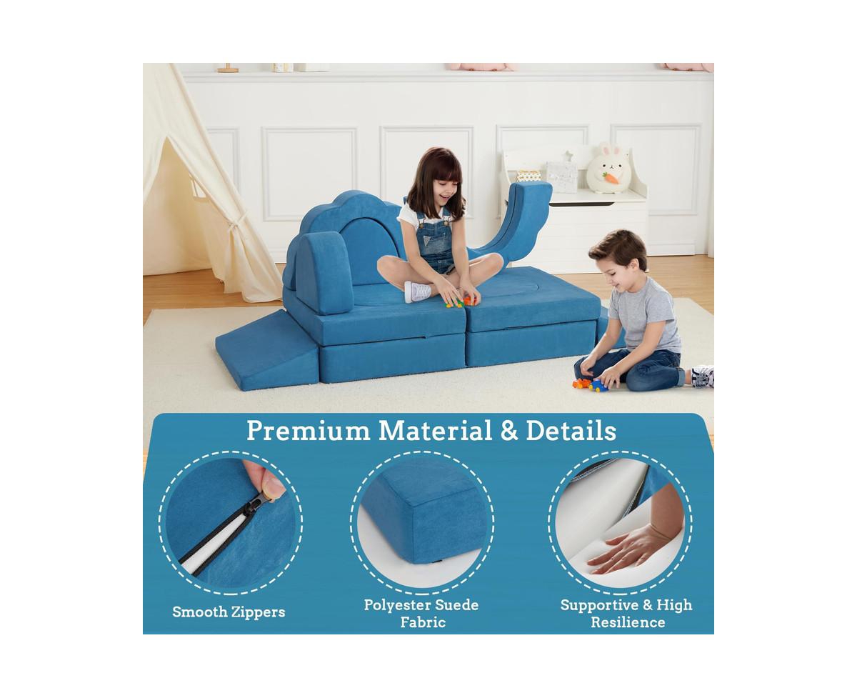 gaomon 11pcs Modular Kids Play Couch, Children Sectional Sofa Floor Toddler Couch for Kids Creative Play, Convertible Foam Floor Sofa for Playroom Bed