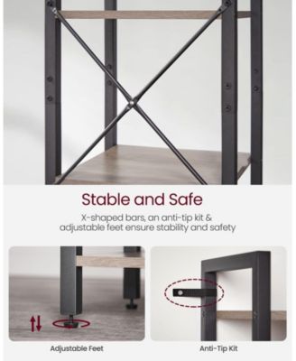 Narrow 5-Tier Bookshelf, Small Multi-Tier Bookcase for Living Room & Bedroom