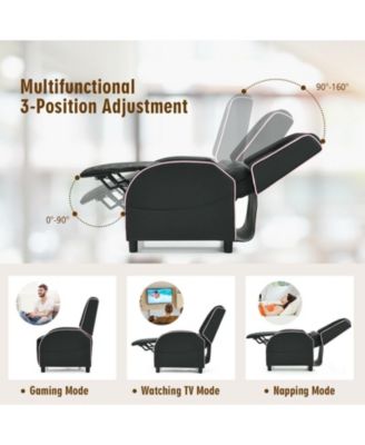 Massage Gaming Recliner Chair with Headrest and Adjustable Backrest for Home Theater