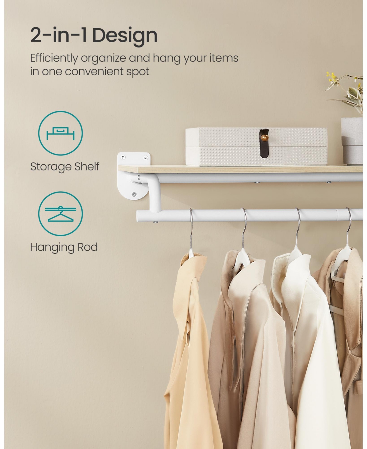 Slickblue Clothes Rack with Top Shelf for Hanging and Storage Organization