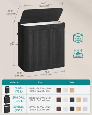 Laundry Hamper Dirty Clothes Storage Basket with Lid Liner and Handles Rectangular