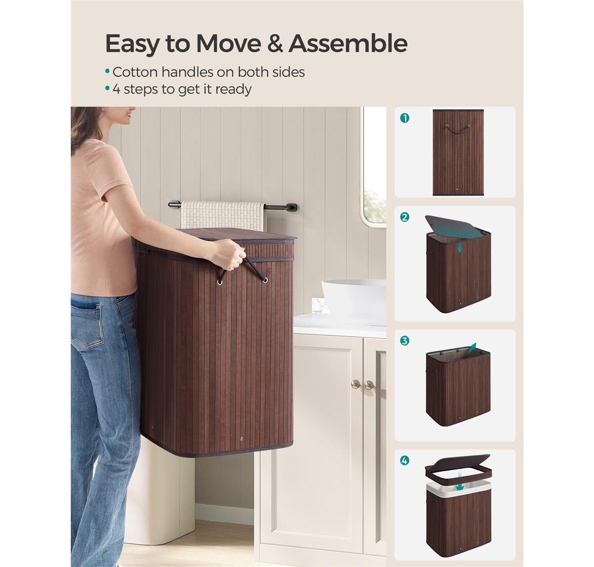 Slickblue Laundry Hamper Dirty Clothes Storage Basket with Lid Liner and Handles Rectangular