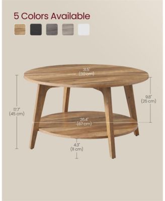 2-Tier Round Coffee Table with Open Storage Shelf for Living Room