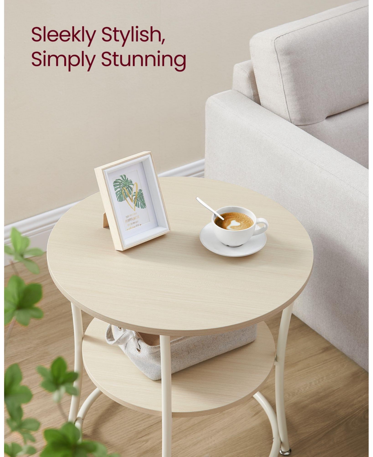 Slickblue Side Table Round End Table with 2 Shelves, Industrial Metal Design, Easy Assembly for Living Room & Bedroom
