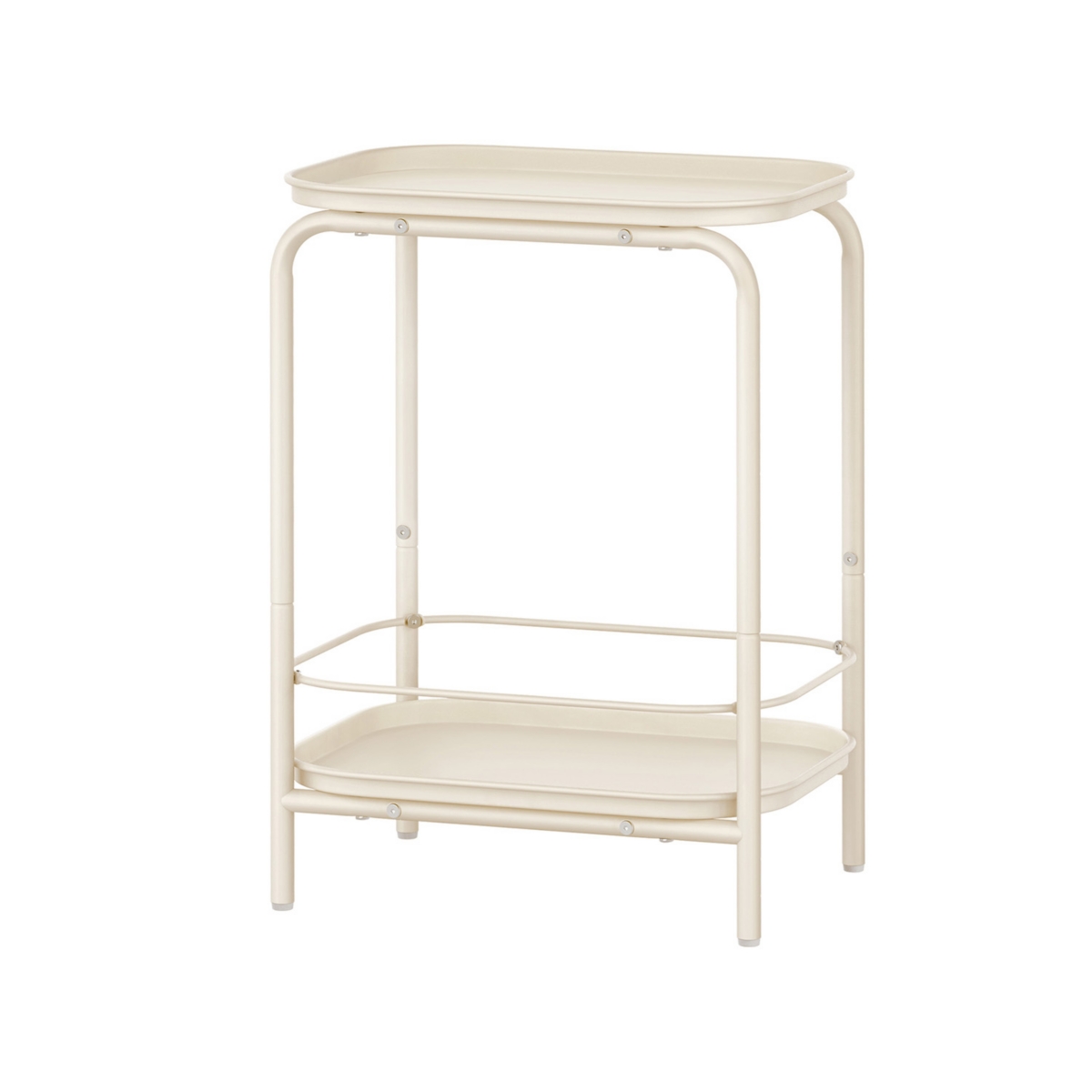 2-Tier Side Table  Outdoor Accent End Table, Metal Coffee Table with Tray Storage, Small Sofa Table, Modern Nightstand for Living Room & Bedroom