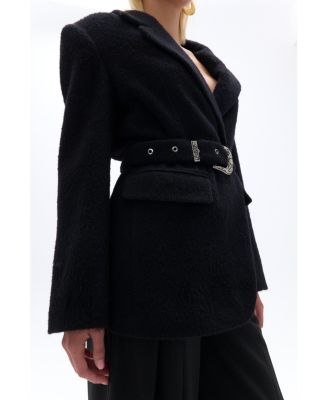 Women's Self-Belted Double Breasted Jacket