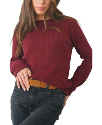 Women's Cotton Sloane Crewneck Pullover Sweater in Burgundy