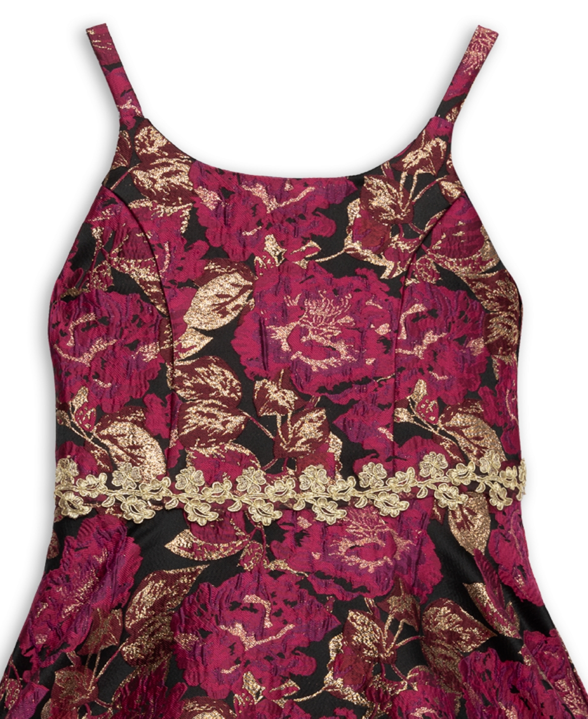 Speechless Big Girls Embroidered Waist with High Low Floral Dress -Red