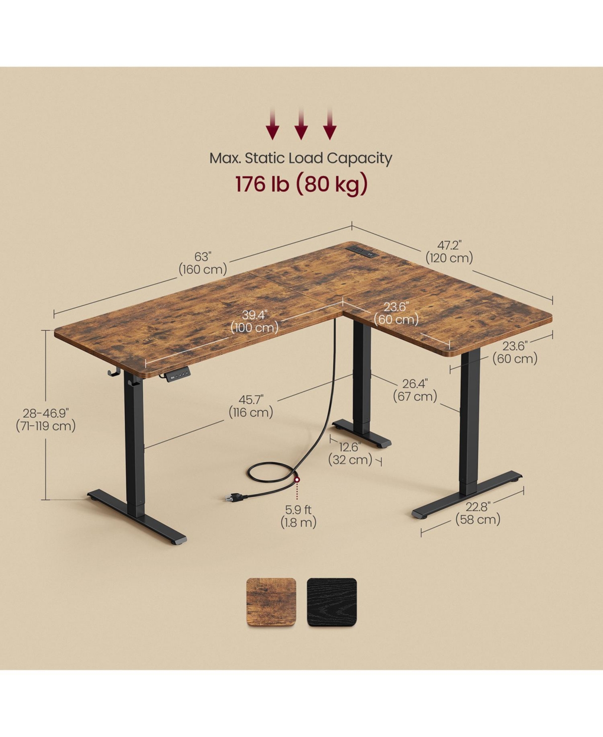 Slickblue L-Shaped Electric Standing Desk – Height Adjustable Corner Desk with Power Outlets, Memory Function, Easy Assembly for Home Office &