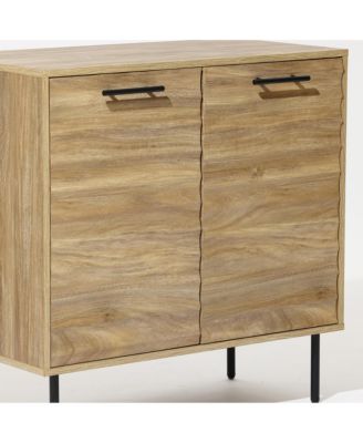 Mid-Century Modern Wave 2-Door Cabinet with Metal Legs