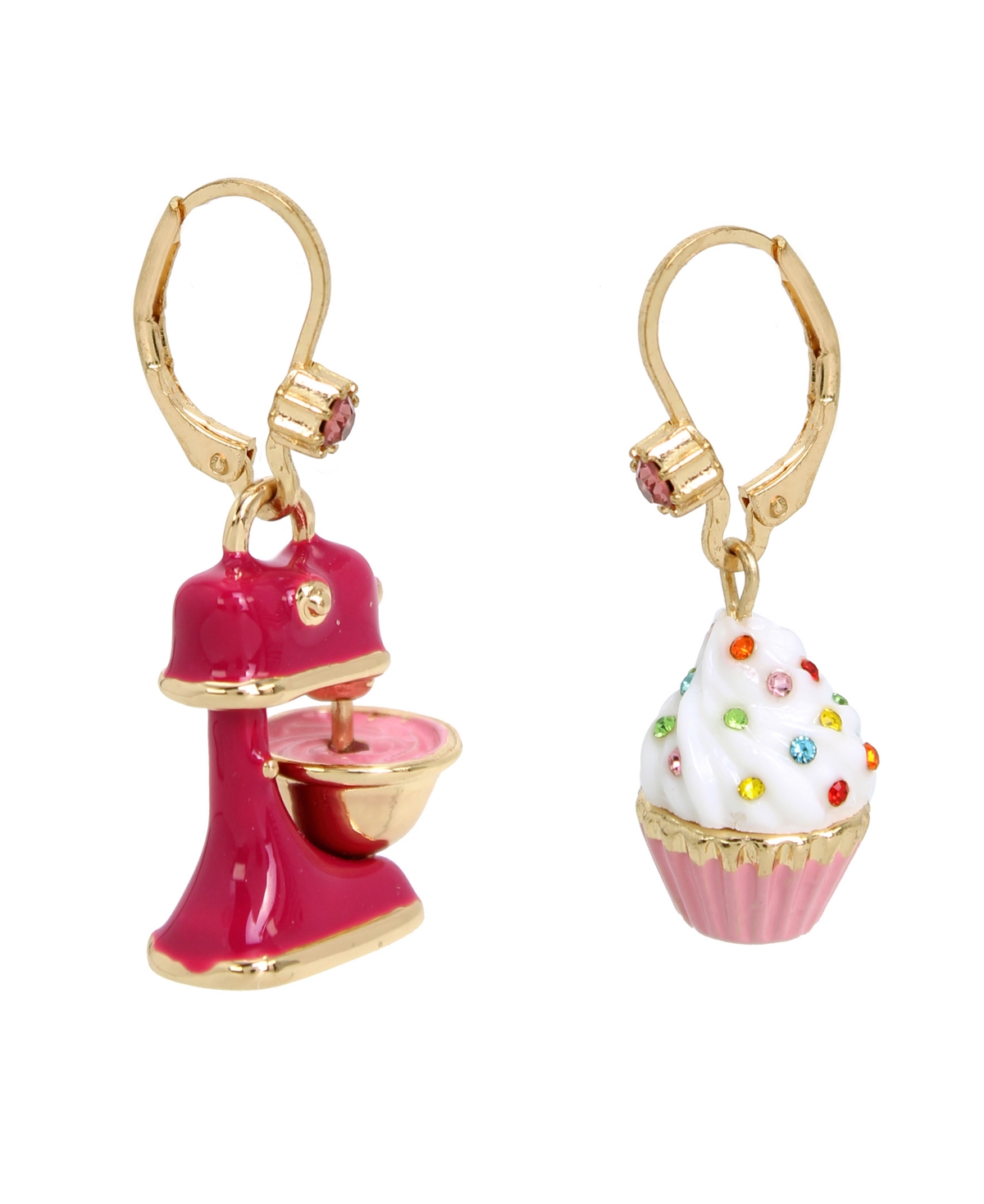 BETSEY JOHNSON FAUX STONE CUPCAKE MISMATCH DROP EARRINGS