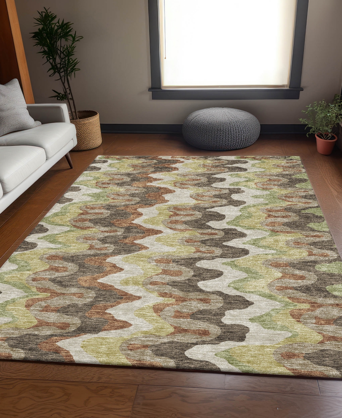 Addison Chantille Machine Washable Acn750 5'x7'6" Area Rug In Chocolate