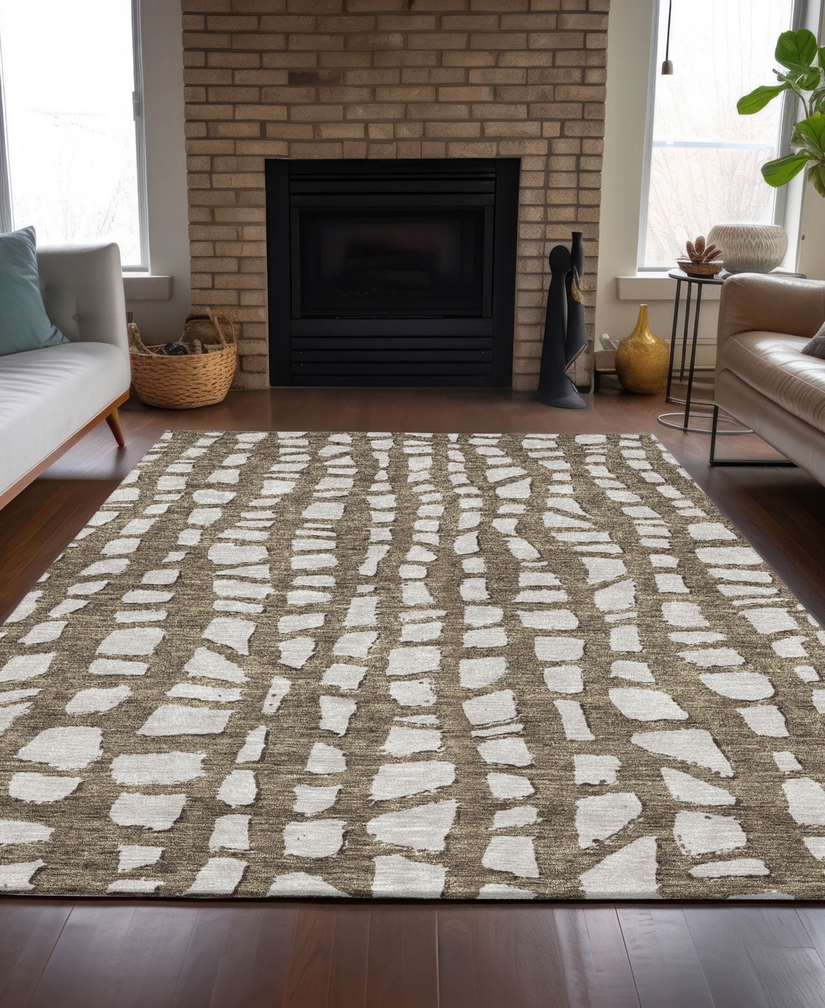 Addison Chantille Machine Washable Acn754 2'6"x3'10" Area Rug In Brown
