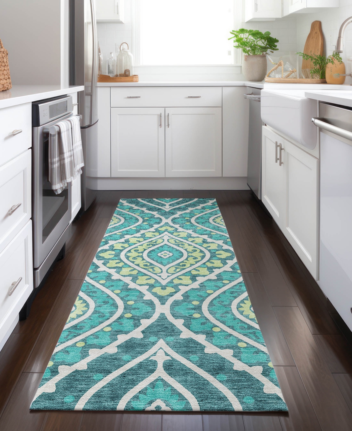 Addison Chantille Acn761 2'3"x7'6" Runner Area Rug In Teal