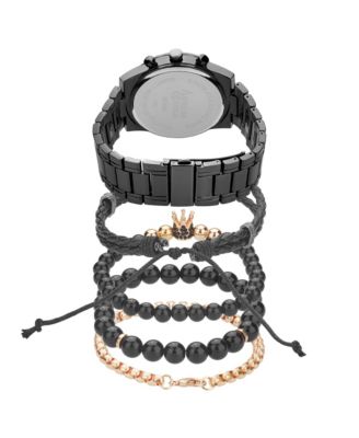 Men's Quartz Shiny Gun Tone Metal Watch, 44.8mm