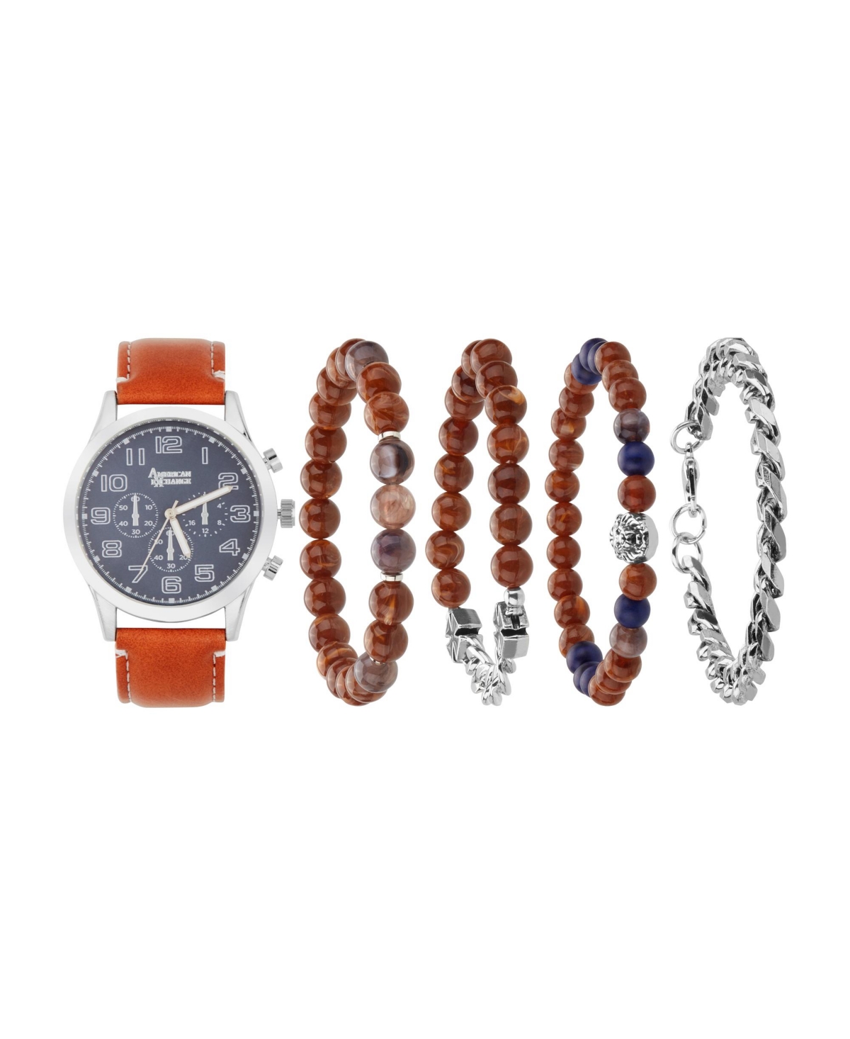 Men's Quartz Cognac Polyurethane Strap Watch, 44mm - Cognac