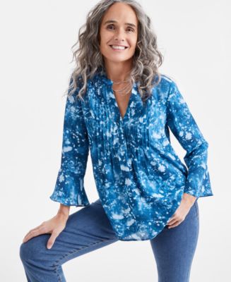 売れ筋商品|||スタイルアンドコー カットソー トップス レディース Plus Size Printed Ruffle Pintuck Top, Exclusively at Macy's Garden Party Combo Style & Co Women's Printed Pintuck Ruffle Sleeve Top