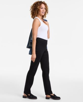 Petite Mid-Rise Pull-On Straight-Leg Jeans, Exclusively at Macy's