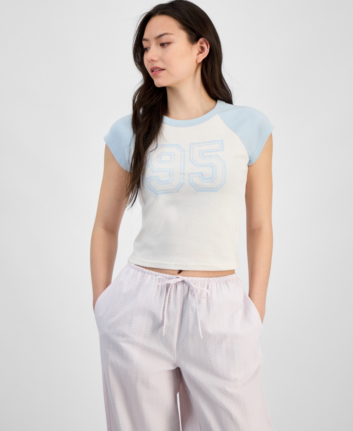 Juniors' Graphic Baseball Tee - Blue 95