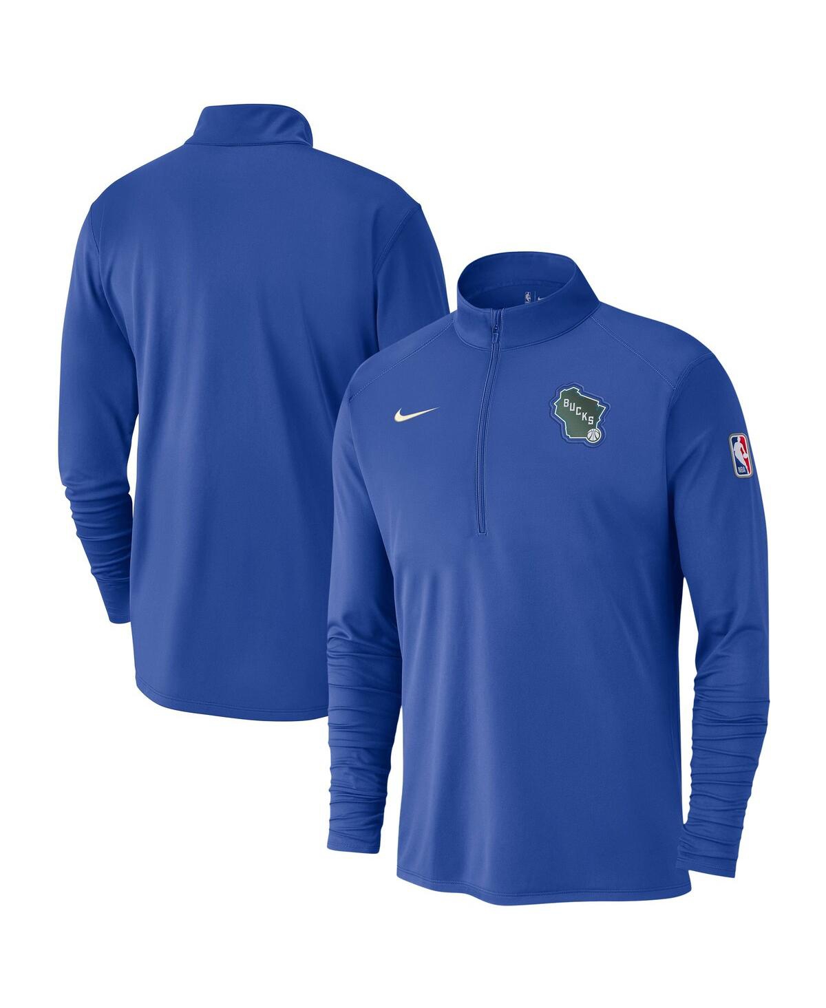 Nike Men's Royal Milwaukee Bucks 2024/25 City Edition Authentic Coaches Performance Half-zip Top In Royal,black