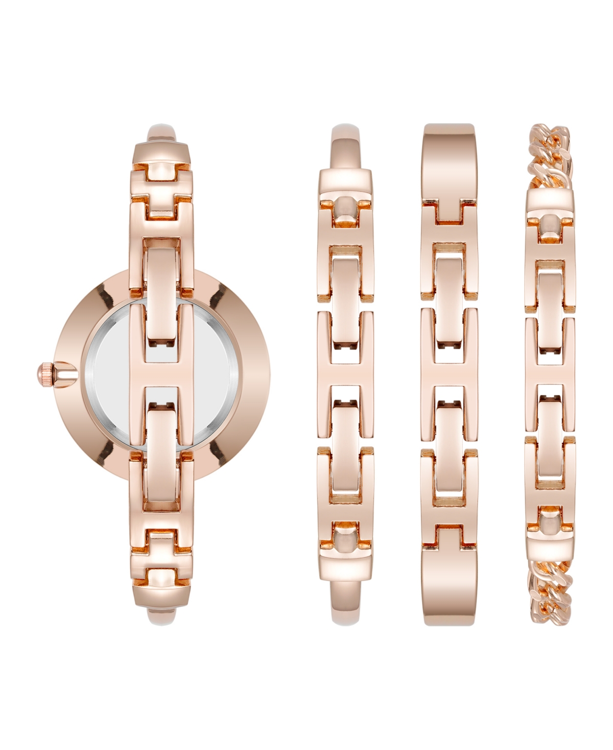 Anne Klein Women's QuartzEnamel and Rose Gold-Tone Metal Alloy Bangle Watch Set, - Pink/Rose Gold-Tone