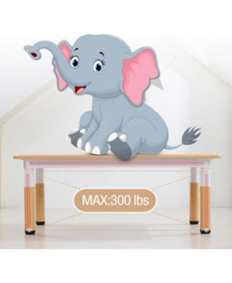 6-Piece Adjustable Height Plastic Graffiti Desktop with Non-Slip Legs - Kids Table and Chairs Set