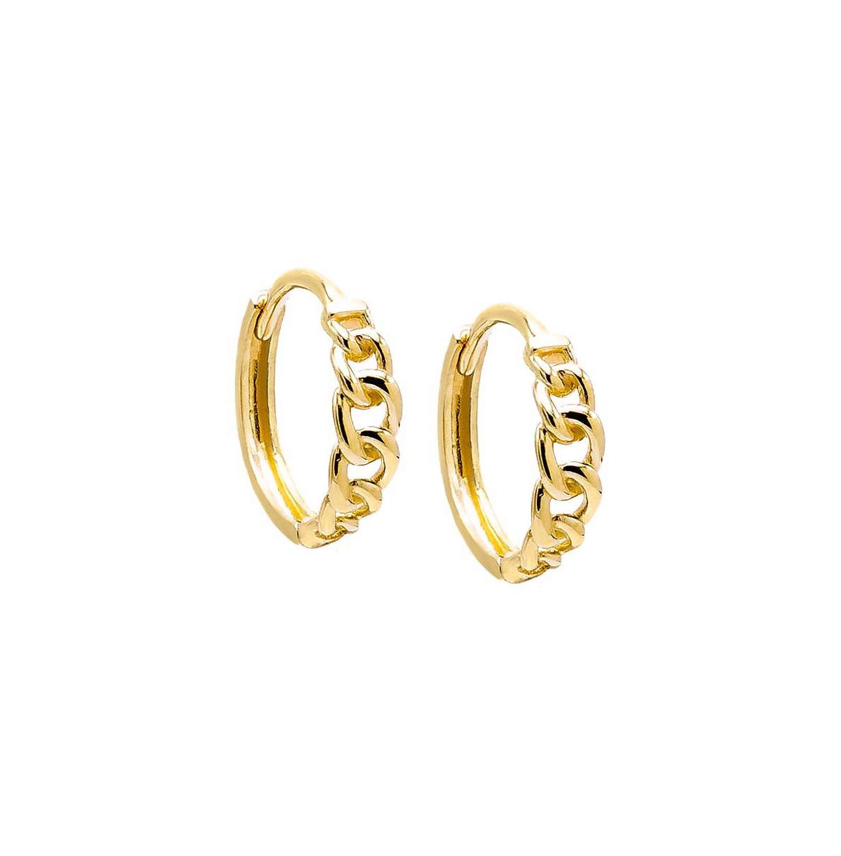 Solid Graduated Cuban Link Huggie Earring 14K - 14k gold