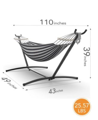 Brazilian Hammock with Adjustable Stand- Stylish Hammock Bed w/Storage Bag, 600lb Capacity