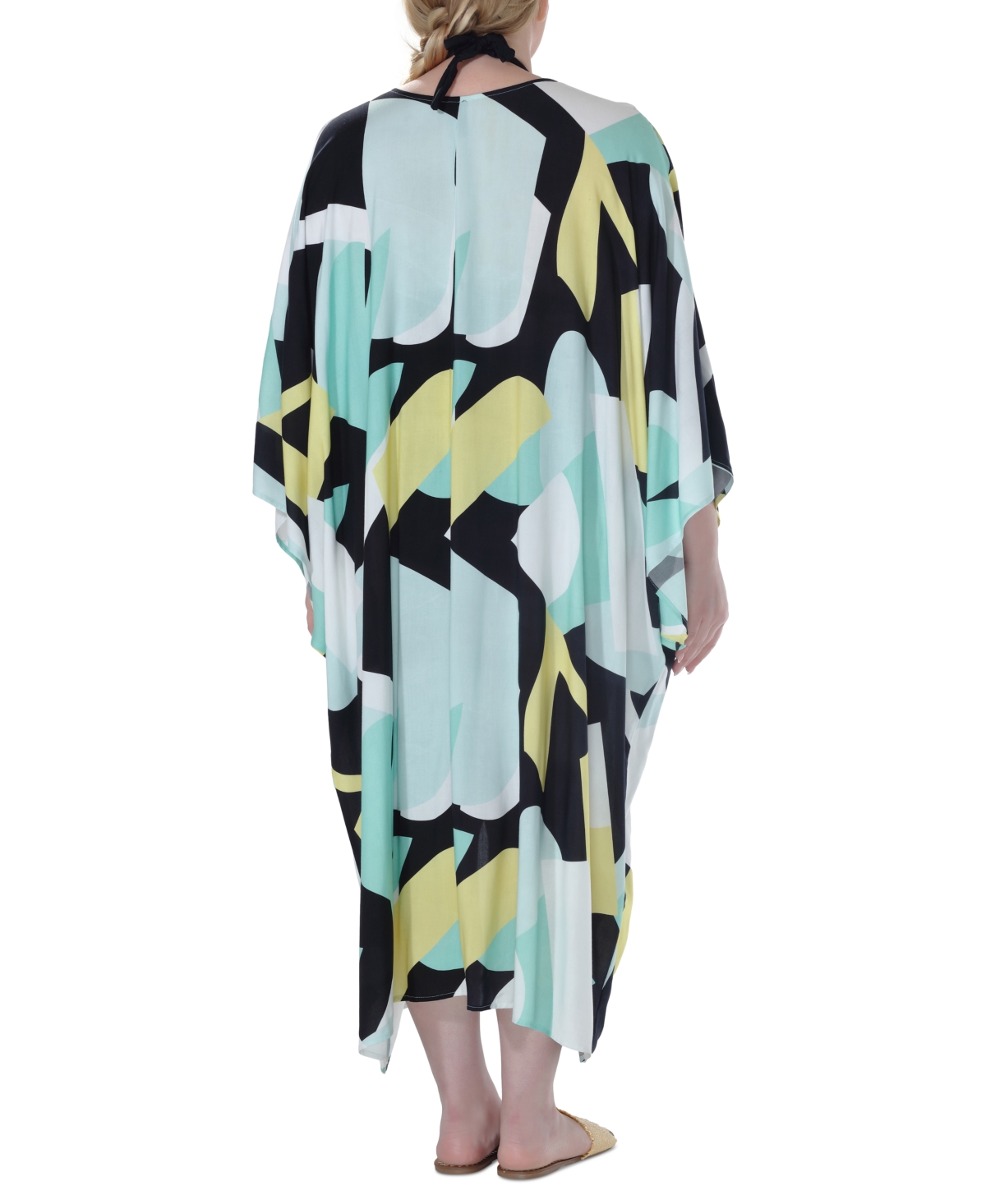 Raviya Plus Size Printed Open-front Kimono Cover-up In Yellow Abstract