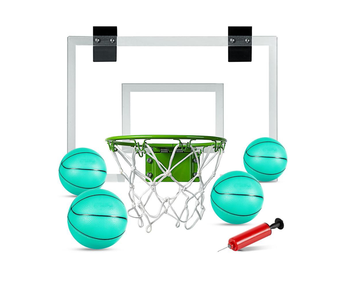 Mini Basketball Hoop - Glow in The Dark, Over The Door Basketball Hoop Indoor - White