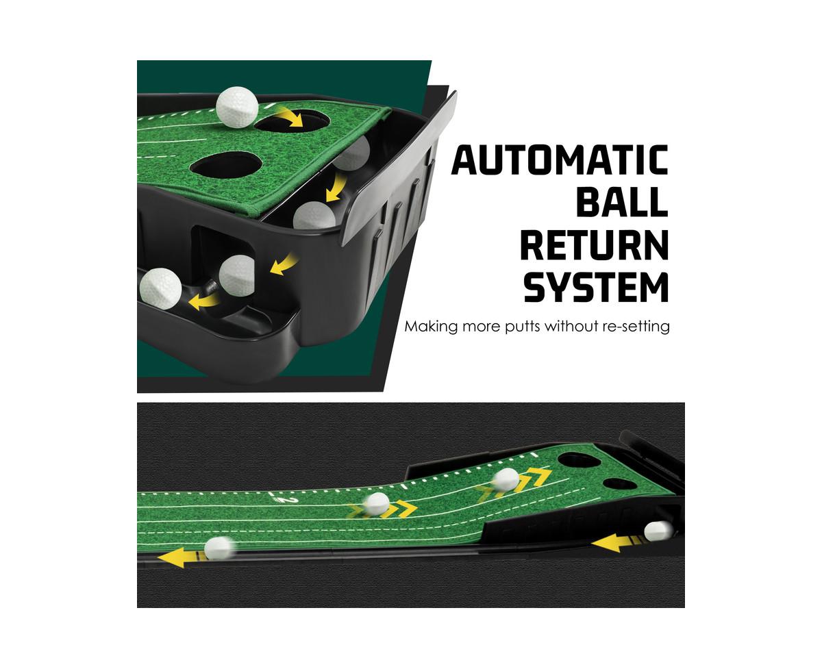 ropoda Upgraded Golf Putting Portable Putting Mat for Home and Office with Update Auto Ball Return Function - Green