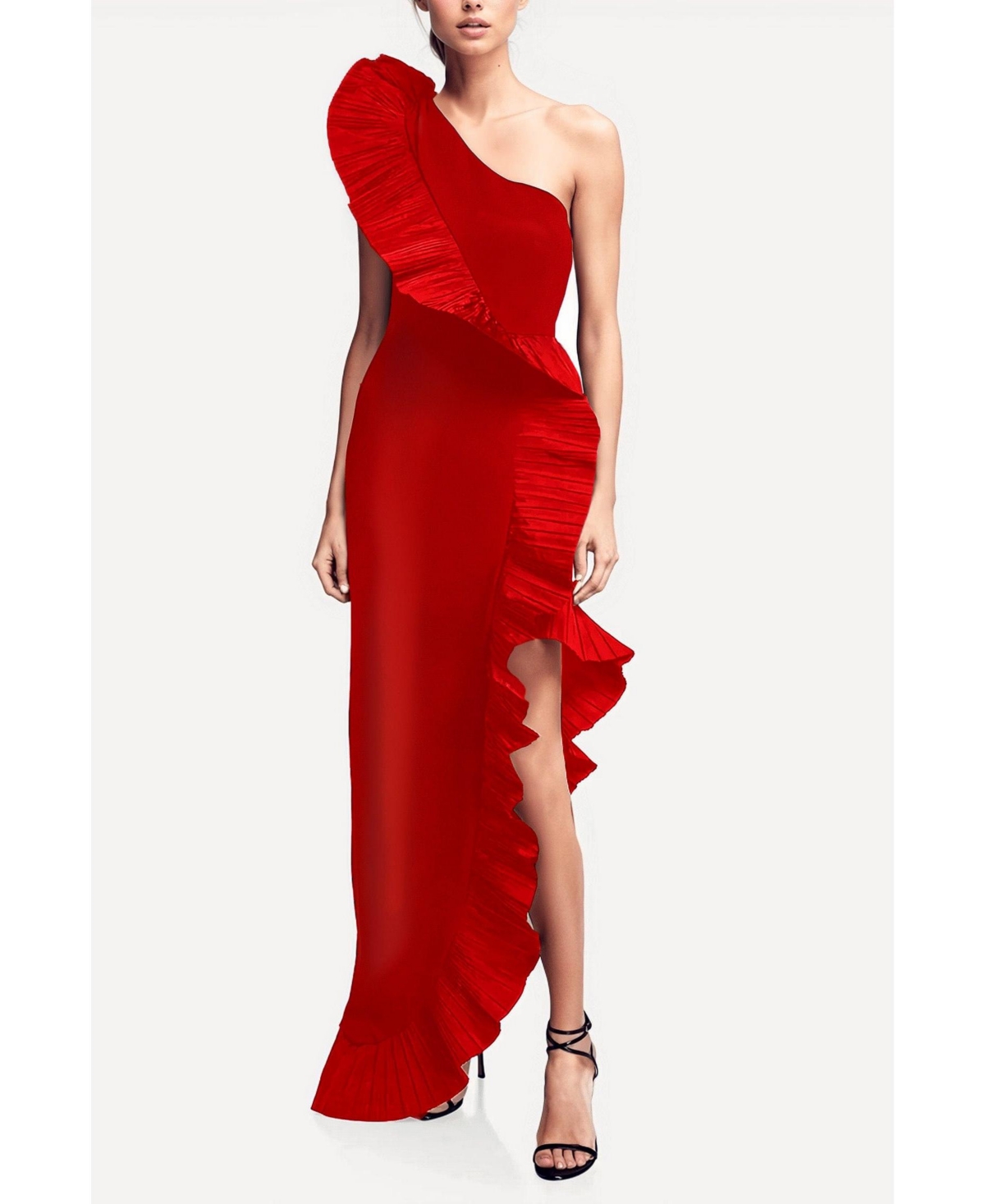 One33 Social Women's The Mercer Pleated Ruffle Gown In Red