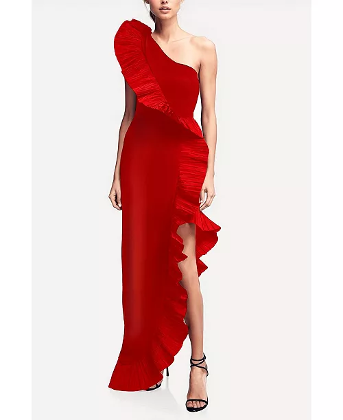 women's the mercer pleated ruffle gown