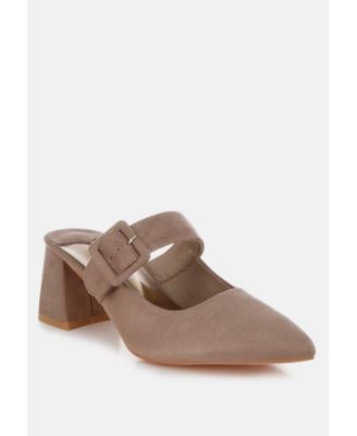 Amapola Buckle Strap Detail Microfiber Mules