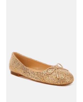 Womens Apollon Bow Detail Embossed Suede Ballerinas